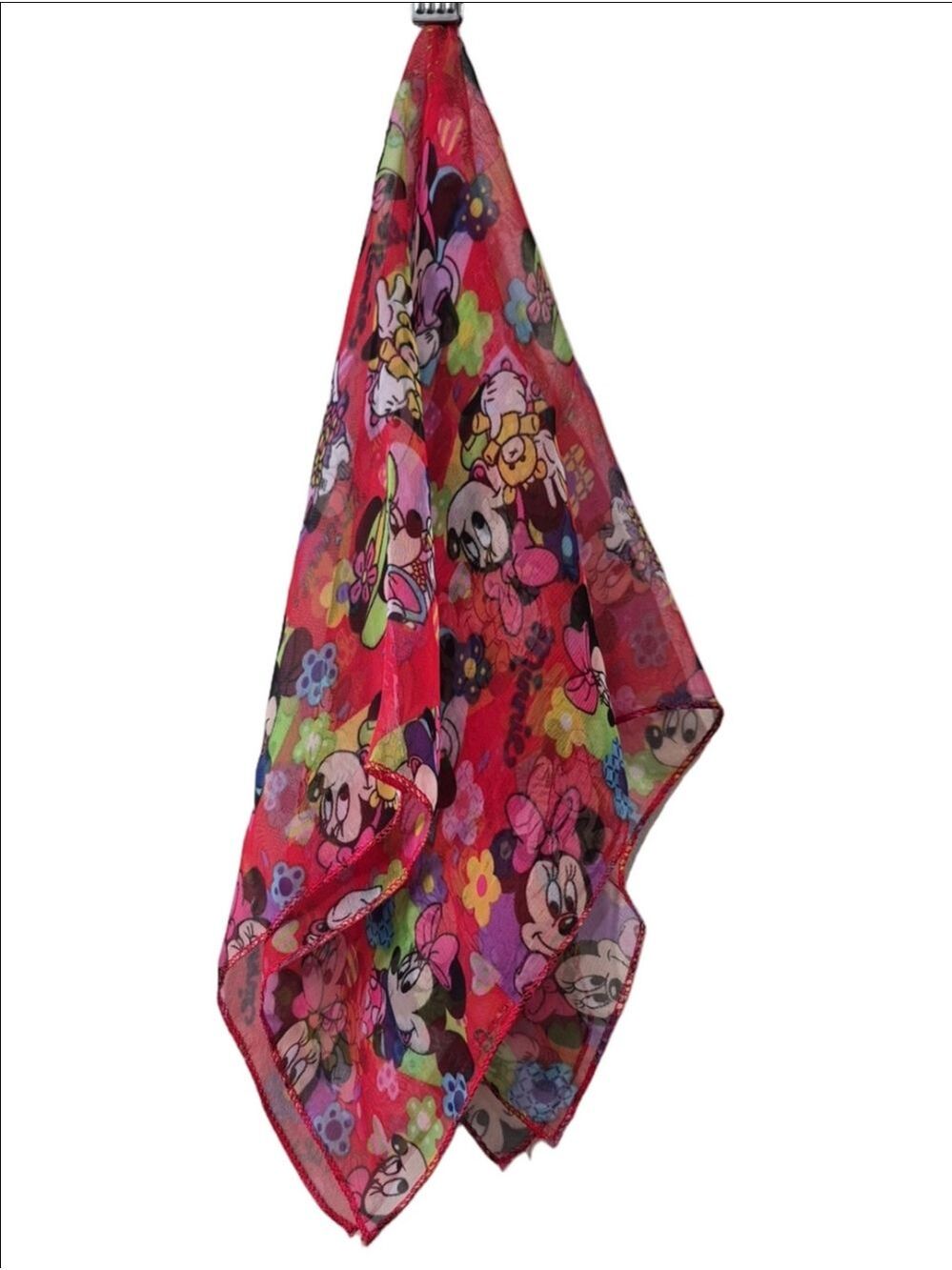 Vintage 1997 Disney Minnie Mouse Red Sheer Scarf Neckerchief 20x20"